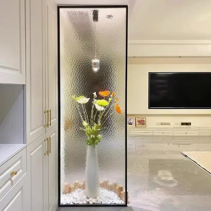 Paravent en verre trempé ultra-blanc à effet d'ondulation