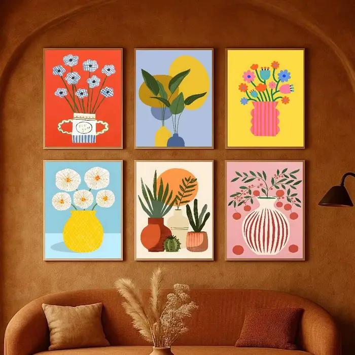 Affiche sur toile moderne avec motif de marché floral et de plantes