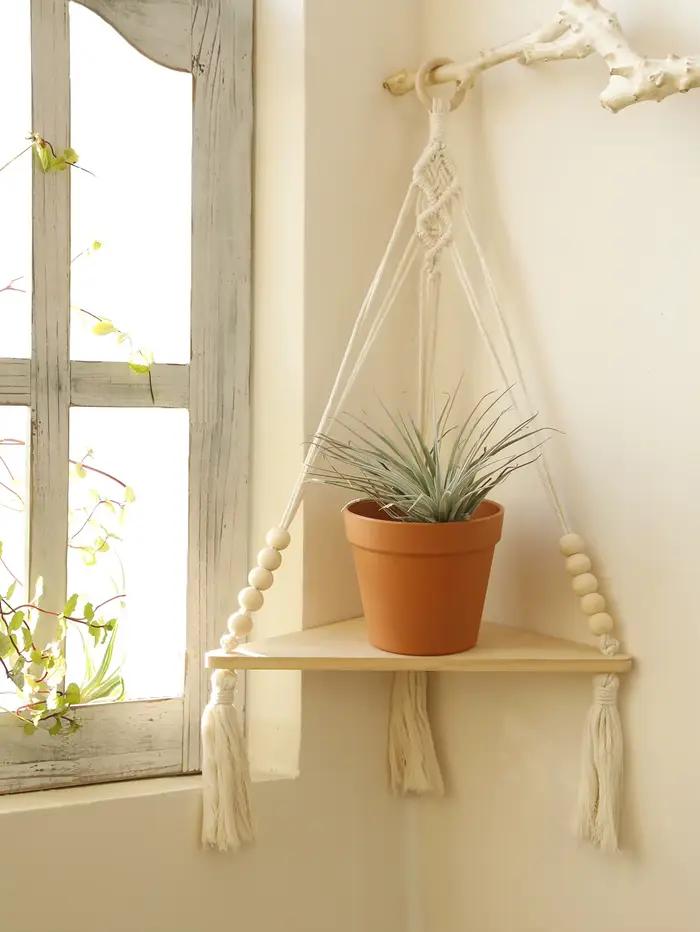 Étagère suspendue en macramé style Boho
