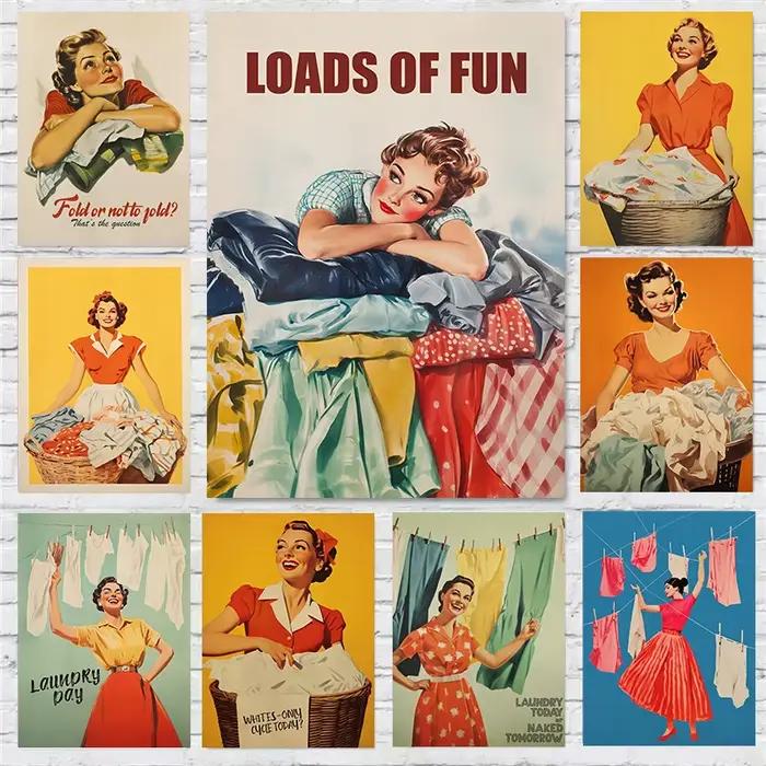 Affiche murale rétro pour femme au foyer