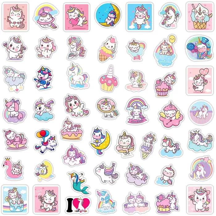 Autocollants licorne de dessin animé mignon