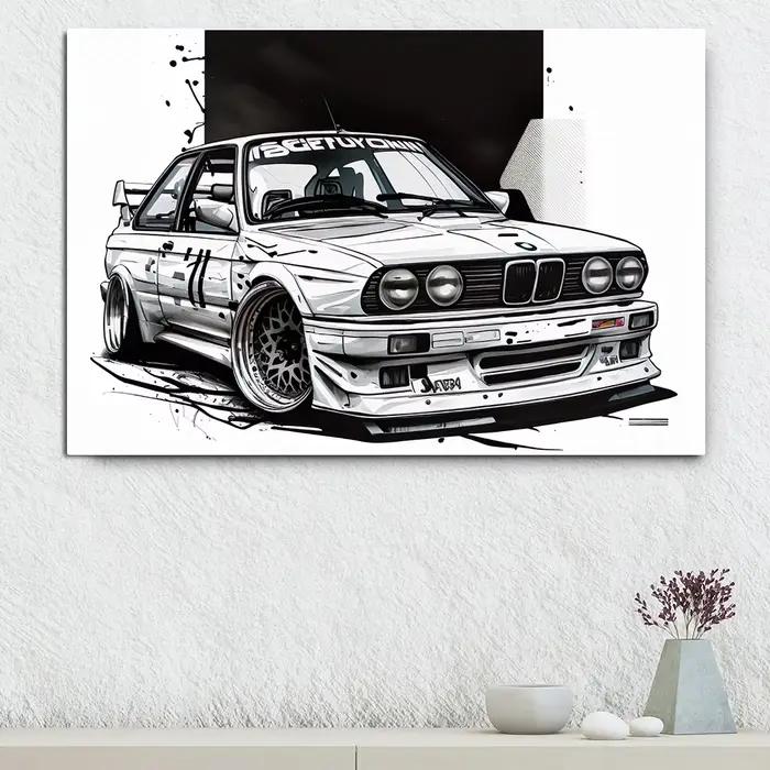 Art mural de voiture de course de luxe avec graffiti