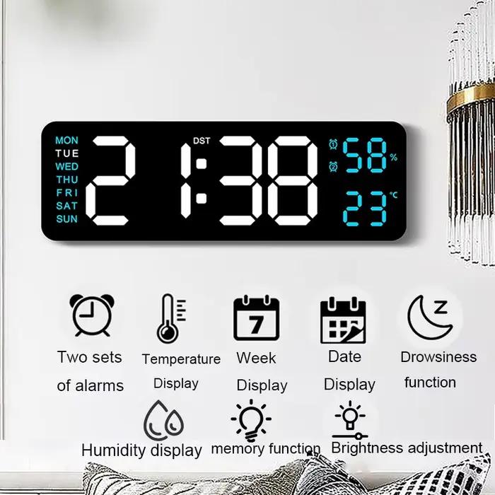 Grande horloge murale numérique à LED