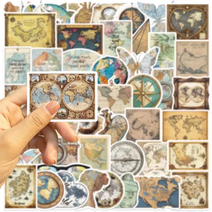 Autocollants de voyage carte du monde Vintage
