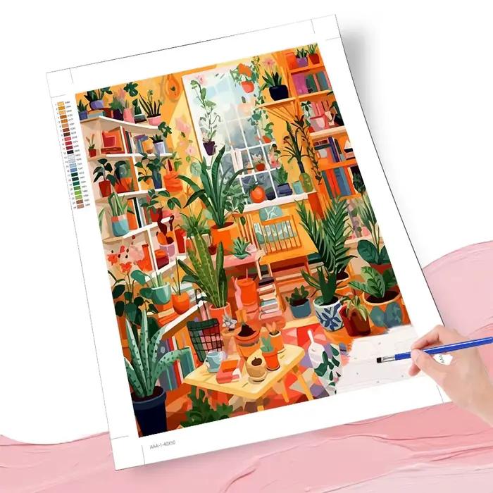 Kits de peinture par numéros de Jungle d'intérieur avec fenêtres solaires