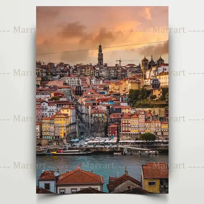 Douro rivière coucher de soleil paysage Art affiche et impressions Portugal Porto Architecture ville paysage mur Art toile peinture décor à la maison