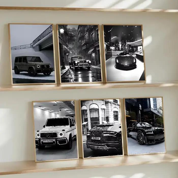 Toile imprimée d'art de voiture de luxe noir et blanc