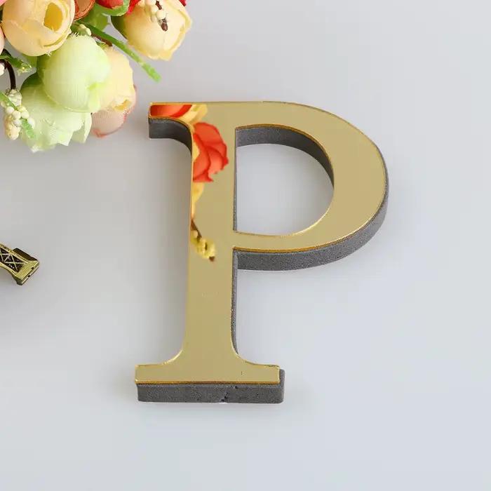 Autocollant mural miroir avec lettres anglaises 3D