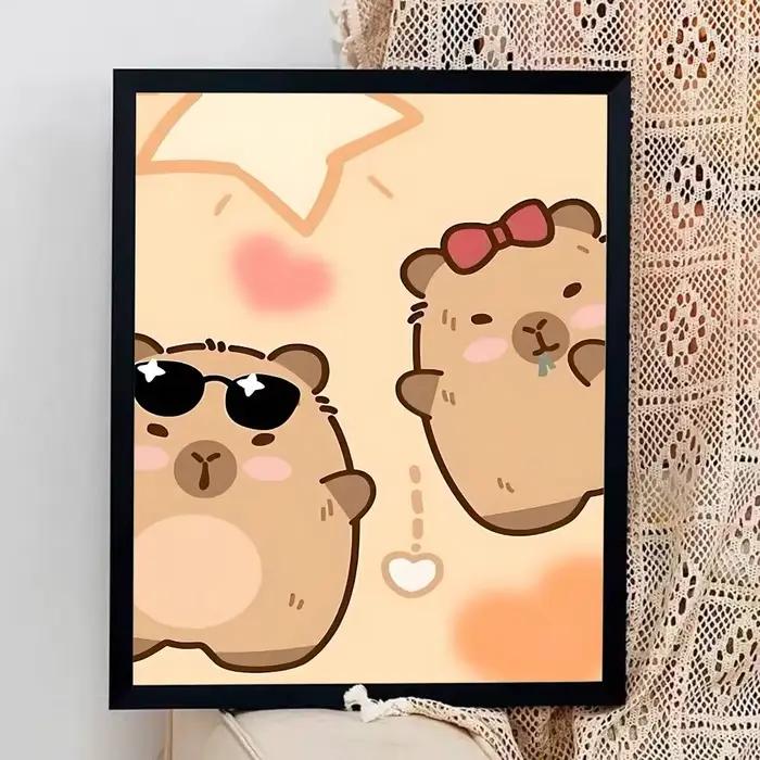 Affiches autocollantes de dessins animés mignons de capybara