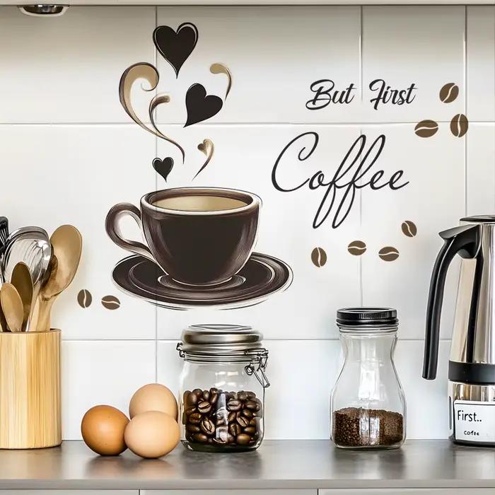 Autocollant Mural avec Citation de Tasse à Café