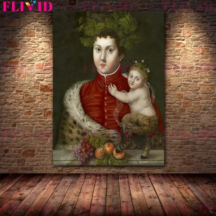 Adolescent portant des couronnes de fleurs victorien Vintage mur Art toile peinture nonne avec Bouquet Art abstrait affiche imprimer décor à la maison