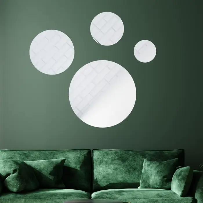 Autocollant miroir rond auto-adhésif décoratif salle de bains 3D acrylique