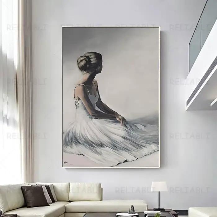 Peinture à l'huile de ballerine Vintage imprimée sur toile