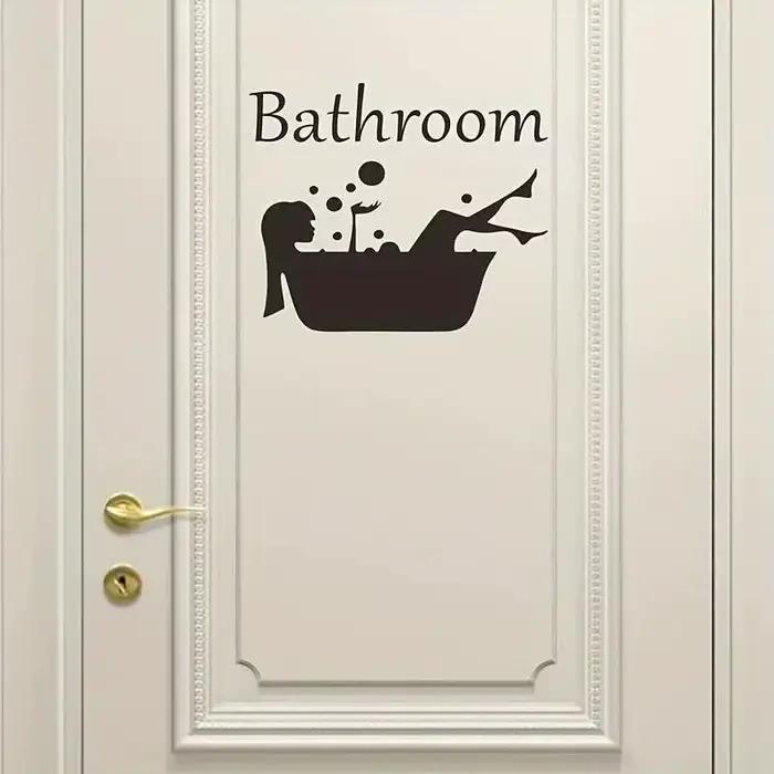 Autocollant mural auto-adhésif pour salle de bain – Design de baignoire et de bulles