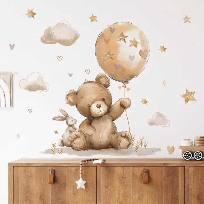 Autocollant mural ballon ours mignon pour enfants