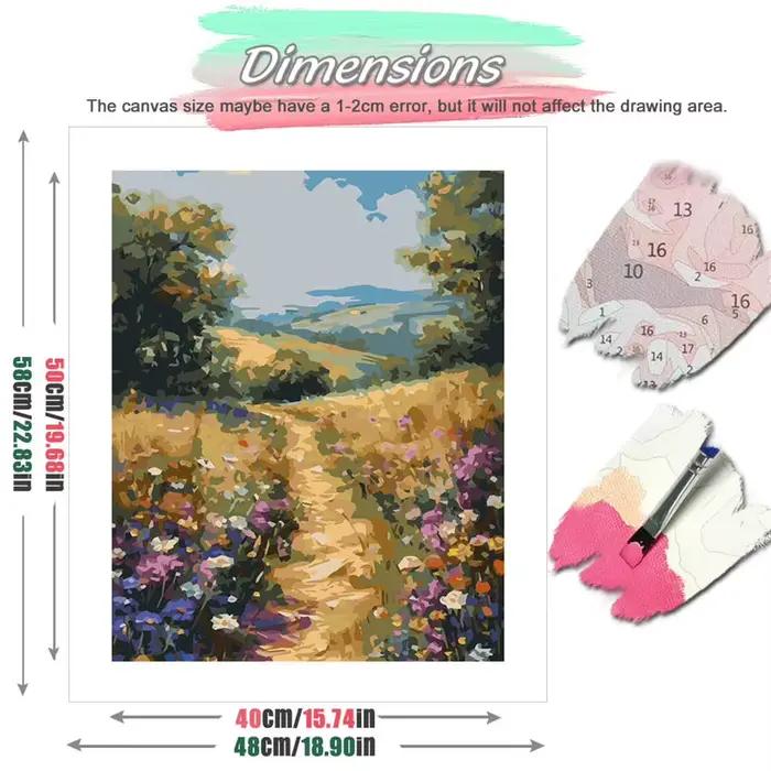 HUACAN peinture par numéros Kits campagne chemin Texture œuvre bricolage