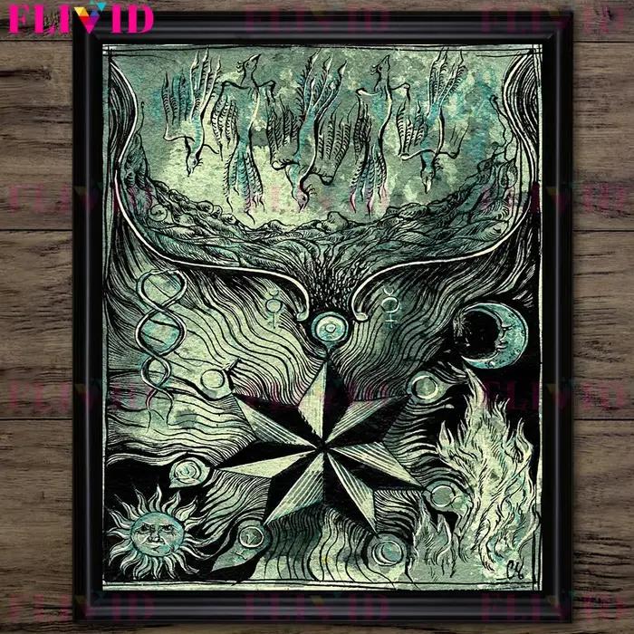 Alchimiste Nature Botanique Illustration Vintage mur Art toile peinture sombre sorcellerie esthétique Art affiche imprimer décor à la maison
