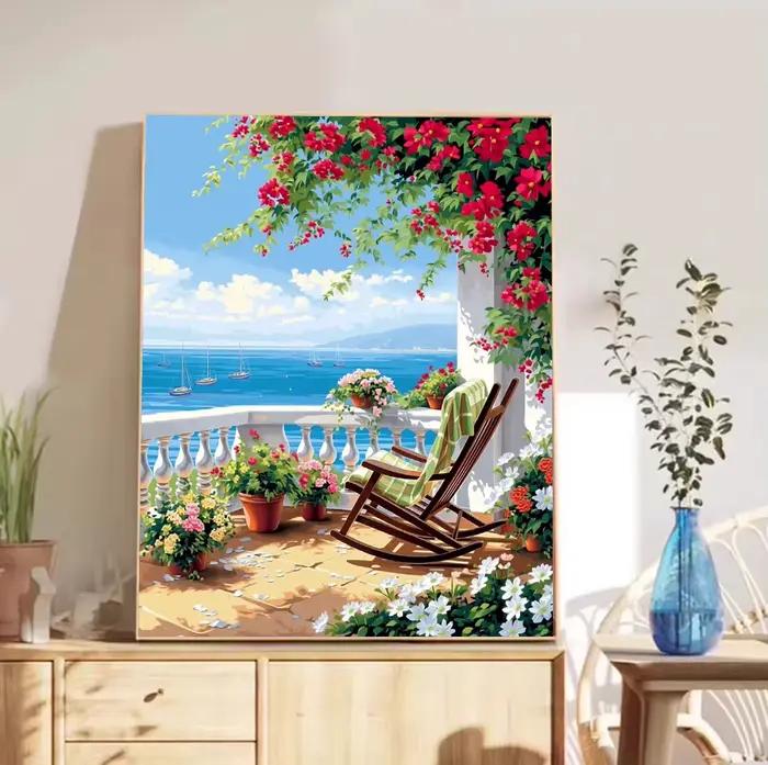 Peinture par numéros, paysage marin sur balcon
