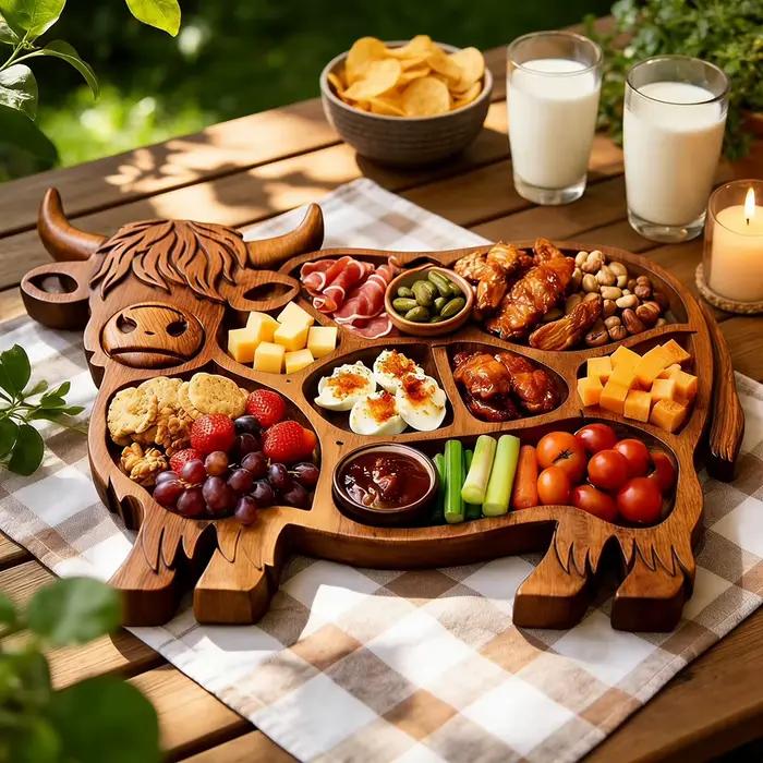 Planche à charcuterie en bois Highland-Cow
