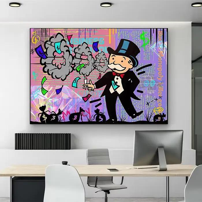 Alec monopole toile peinture Graffiti millionnaire argent rue Art affiches imprime photo pour salon décor Cuadro sans cadre