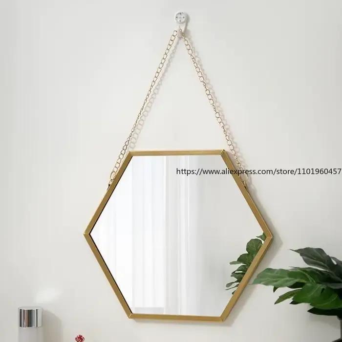 Miroir mural Hexagonal en fer nordique