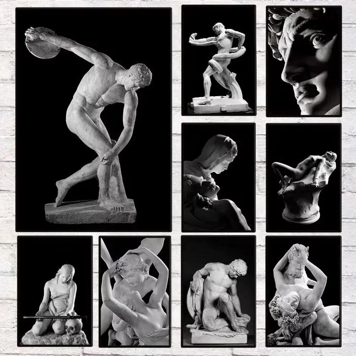 Affiche de sculpture du XIXe siècle en noir et blanc