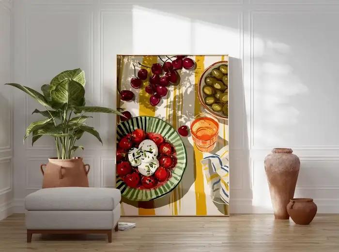 Impression d'art mural sur le thème de la cuisine méditerranéenne