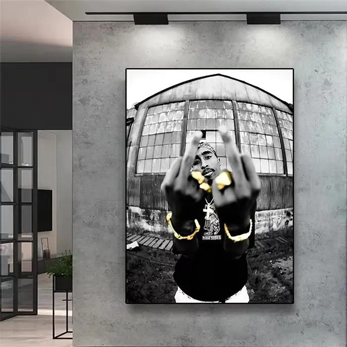 Affiches de rappeur Tupac noir et blanc