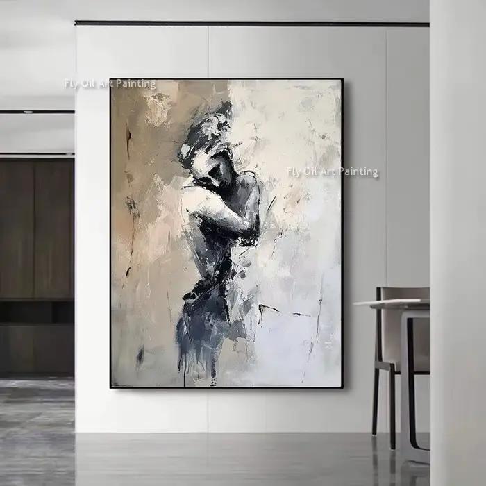 Peinture à l'huile abstraite faite à la main pour la décoration de chambre à coucher