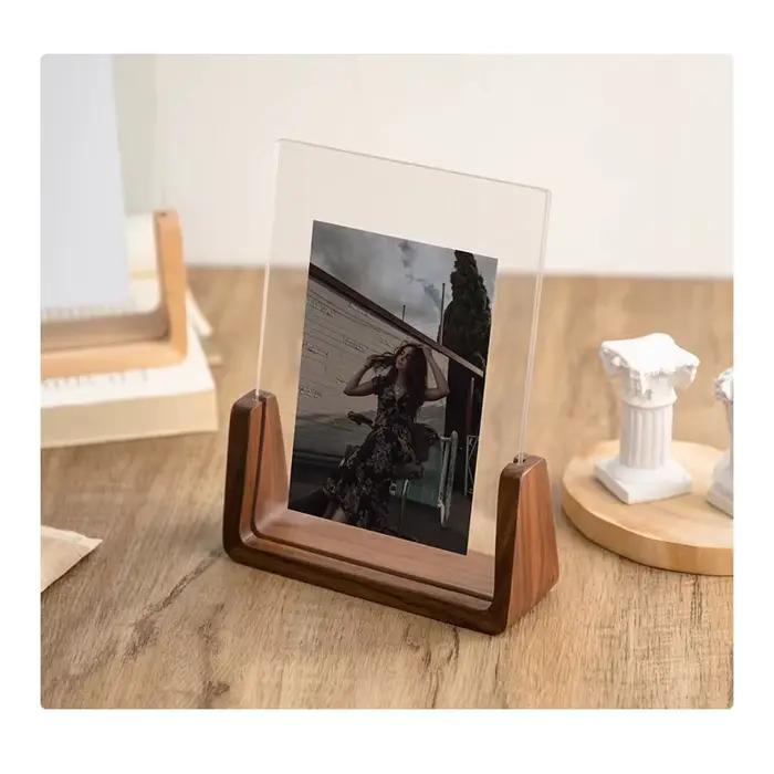Cadre photo créatif en noyer/hêtre