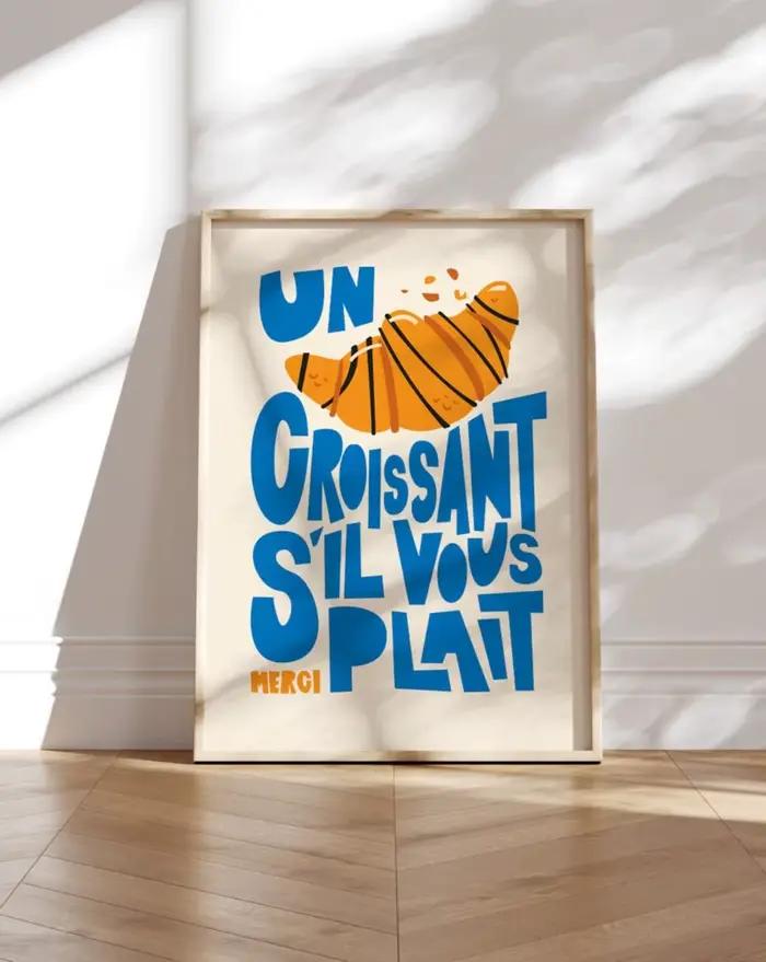 Un Croissant Print, affiche de petit déjeuner