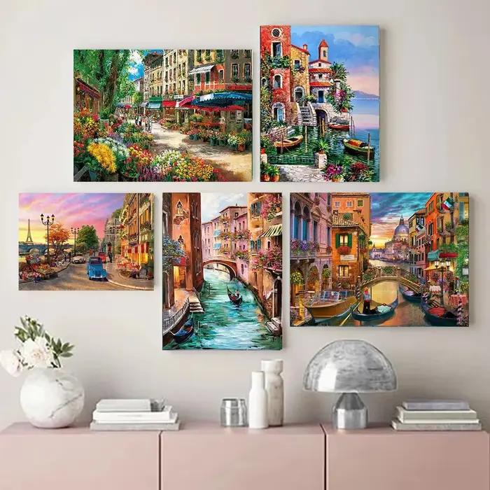 Toile de peinture de paysage de rue de Paris moderne