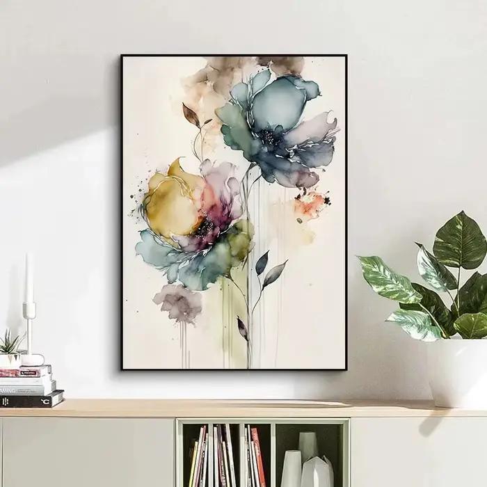 Affiche d'interconnexion romantique de couple et de fleurs