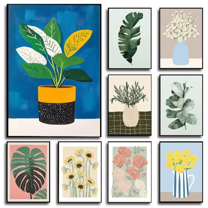Affiche d'art de vase à fleurs de jardin