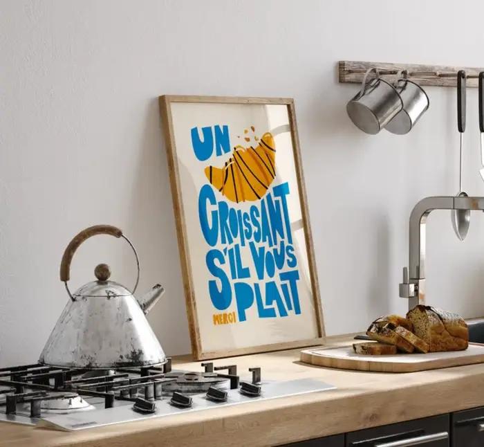 Un Croissant Print, affiche de petit déjeuner