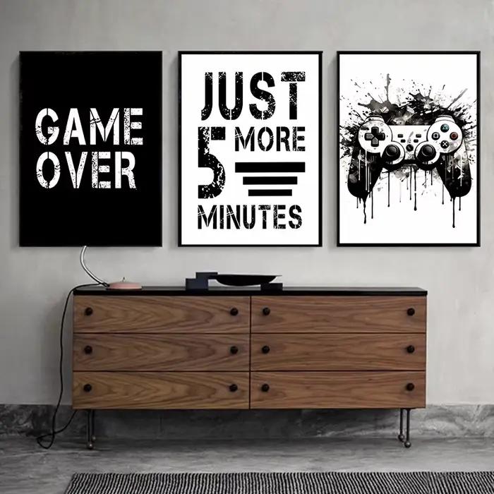 Affiches et imprimés d'art mural de contrôleur de jeu noir et blanc