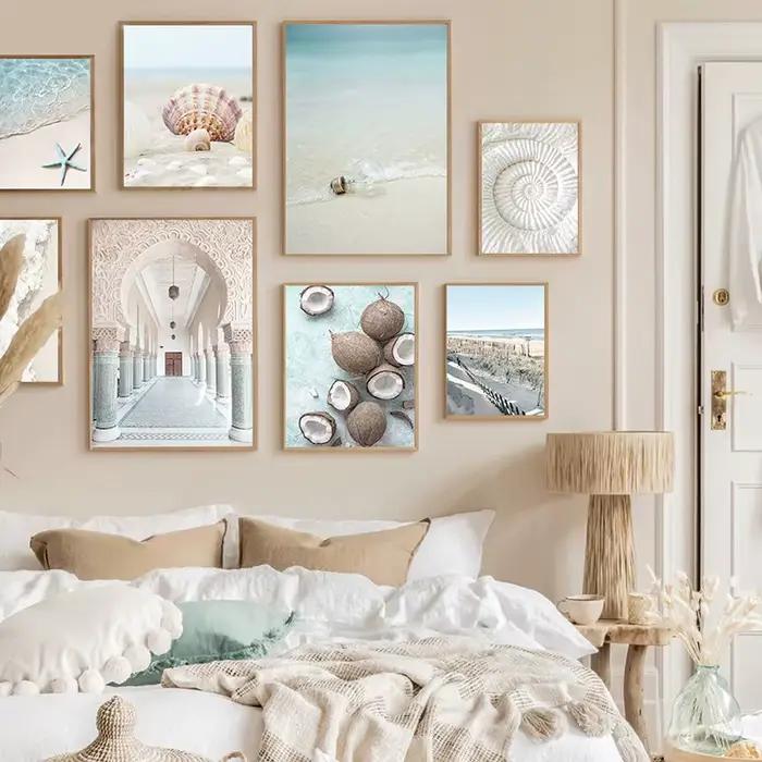Toile d'art mural de coquillage de plage d'océan Tropical d'été frais