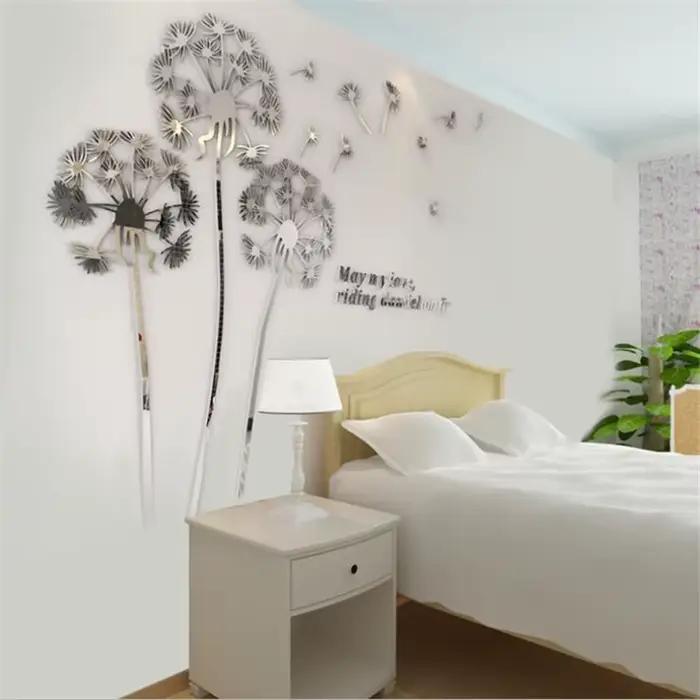 Miroir papier peint pissenlit autocollant mural Design moderne pour chambre d'enfant