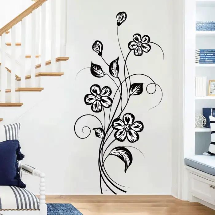 Autocollant de fleur noire