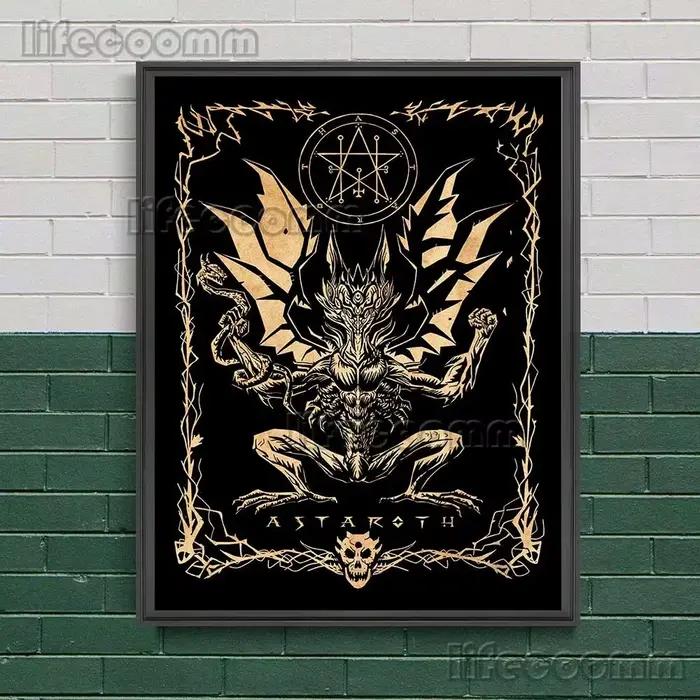 Asmod192.- Affiche sur toile décorative Astaroth Baphomet Beelzebub Paimon SAFArt
