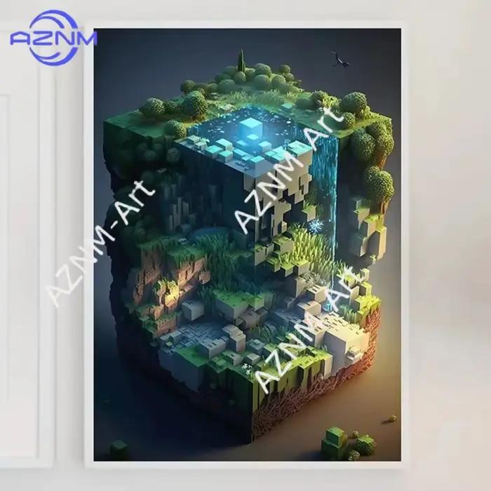 Peinture sur toile Paysage Mine Game Pixel Craft