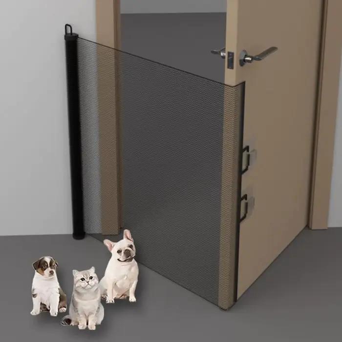 Barrière rétractable pour animaux de compagnie, clôture pour chien sans perçage, barrière en maille pour chat, filet de sécurité pour enfant, barrière pour chat pour escalier intérieur et patio