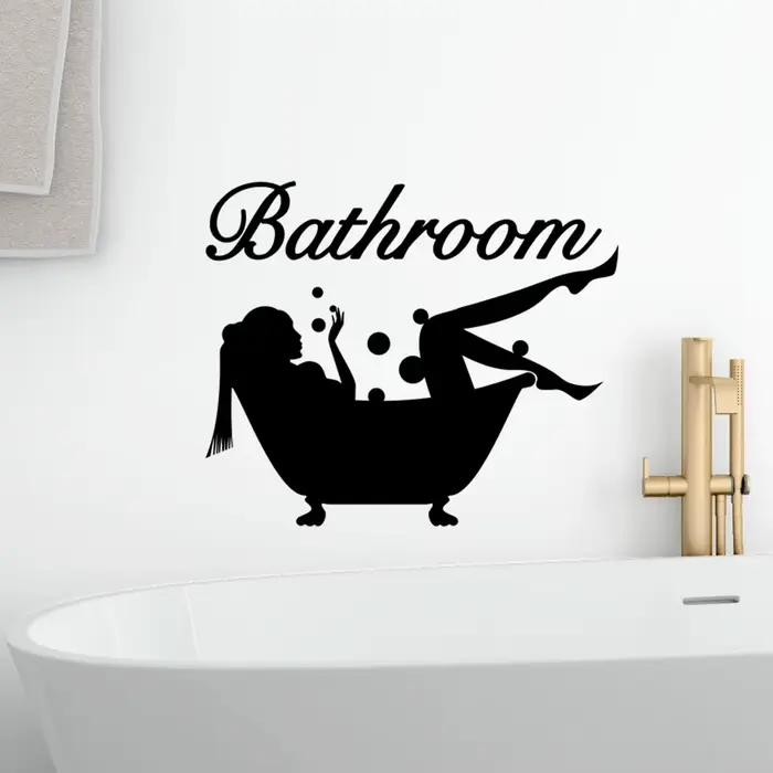 Autocollant Mural en vinyle pour salle de bain avec lettres amovibles