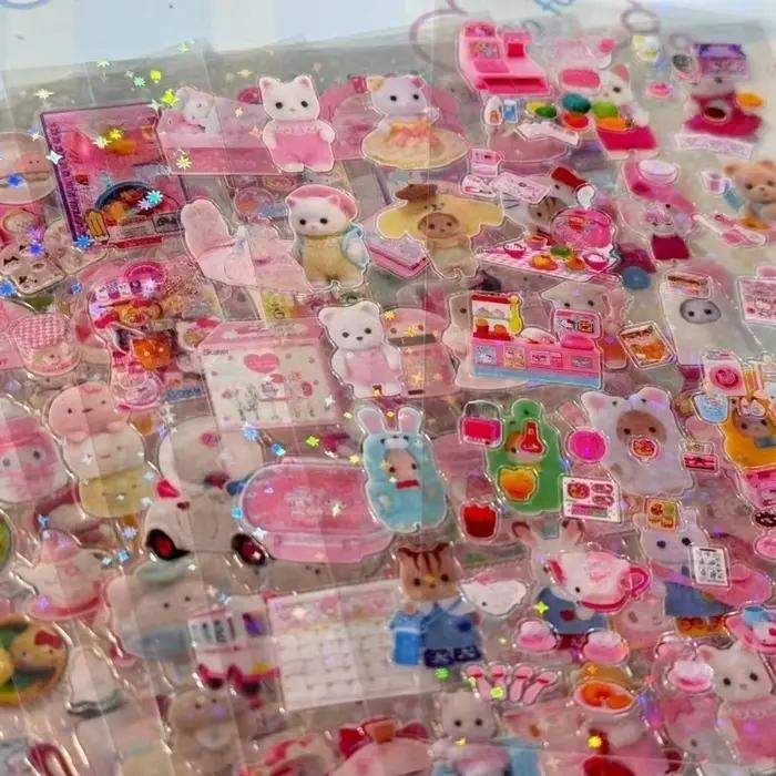 20 feuilles d'autocollants vintage à paillettes – Film PET transparent pour scrapbooking et journaux | Autocollants