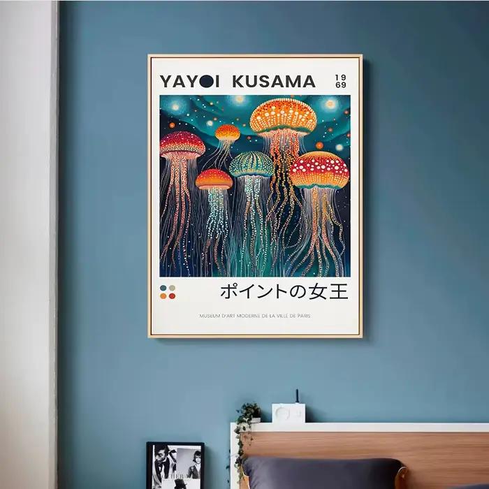 Yayoi Kusama affiche sur toile méduse Art