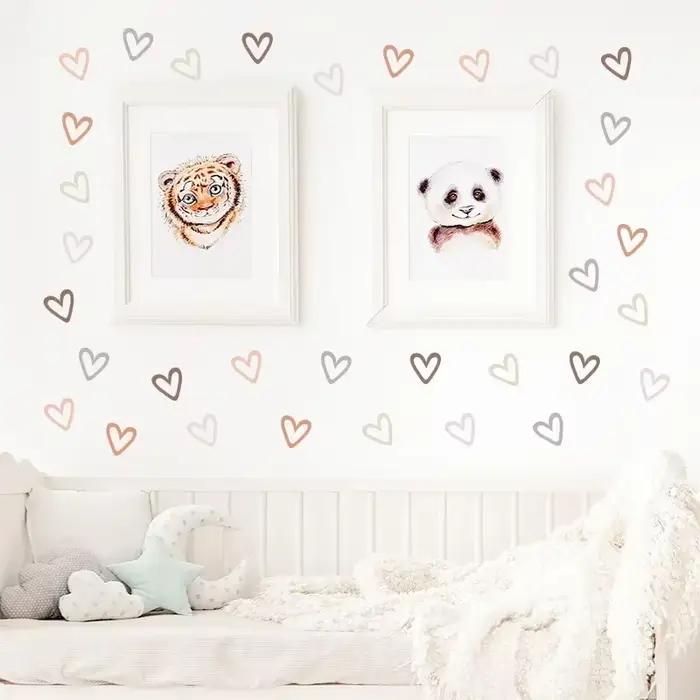 24 pièces coeur autocollant mural pour chambre d'enfants bébé garçon