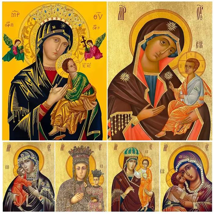 La mère de dieu vierge marie enfant Religion photos murales pour salon Vintage affiche mur Art toile peinture sans cadre