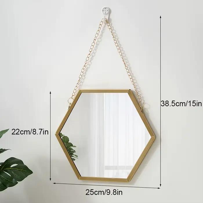 Miroir mural hexagonal en fer