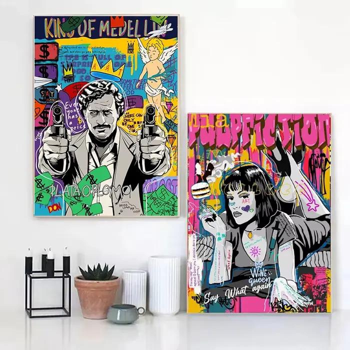 Graffiti Pop toile peinture Scarface rue film mur Art Mona Lisa abstrait protrait affiches et impressions décor à la maison murale