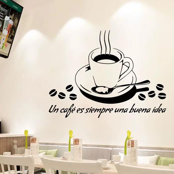Autocollants muraux espagnols « Un café est toujours une bonne idée »